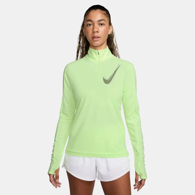 نايكي تيشيرت الجري سووش دراي فيت بنصف سحاب ميد لاير للنساء